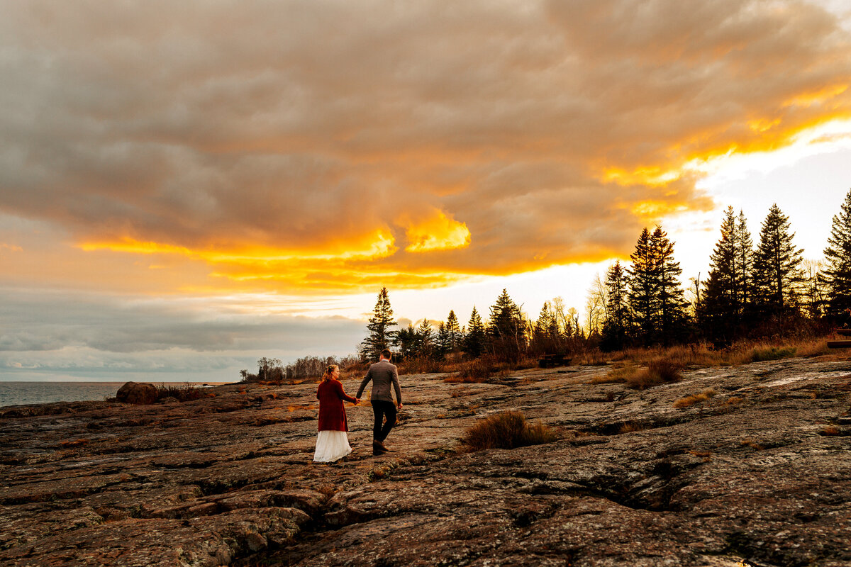elopement couple at dusk in storm