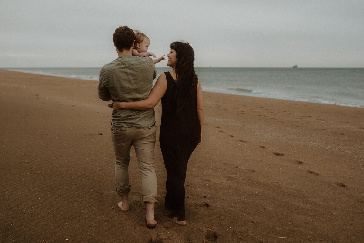 family on beach