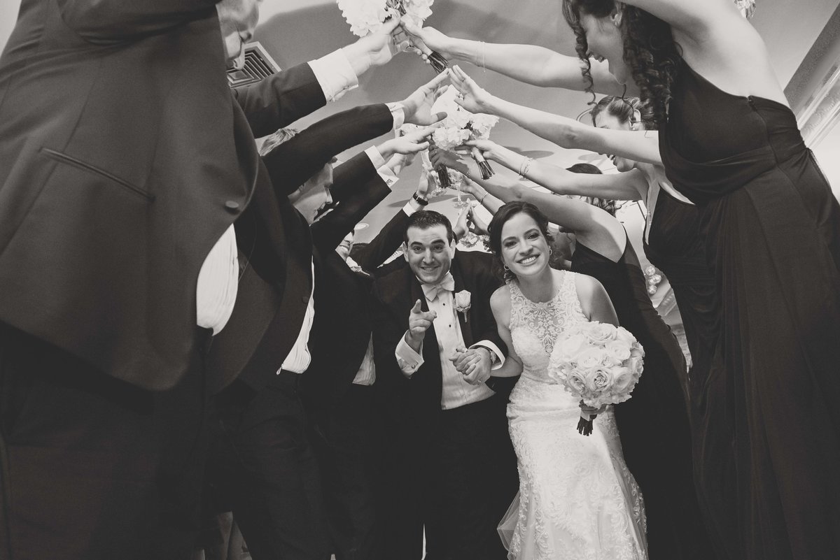 Bride and groom grand entrance at Watermill Caterers