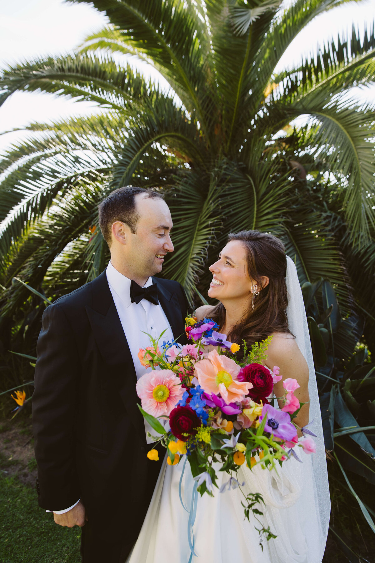 Bride and groom first look at Bel Air Bay Club
