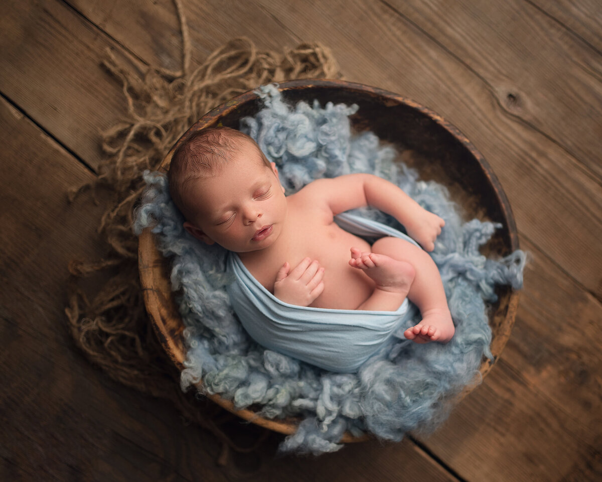 Newborn boy photo in  Oregon studio, Katie Anne