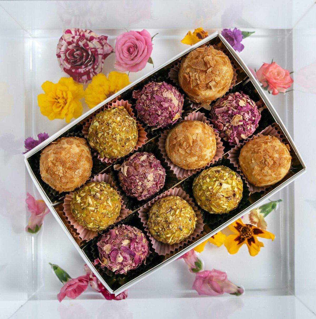 Gifting selection box of floral bon bon's