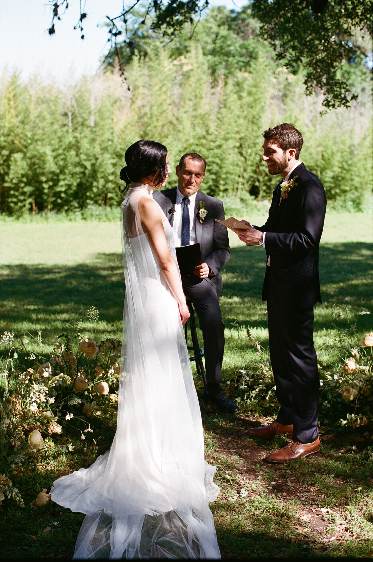 Bride and groom exchanging vows at Mattie's wedding venue in Austin