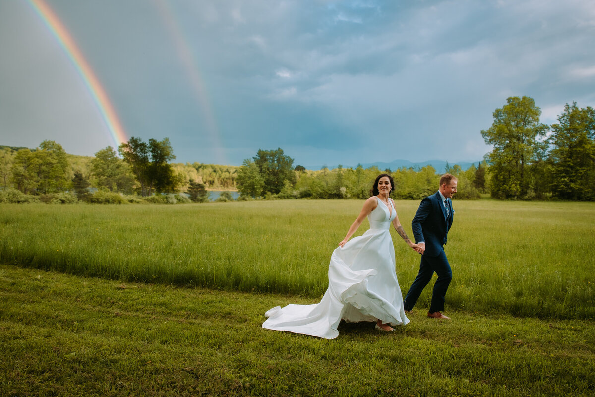 a photo of a bride and groom sharing a sweet moment at sunset in new york on their wedding day
