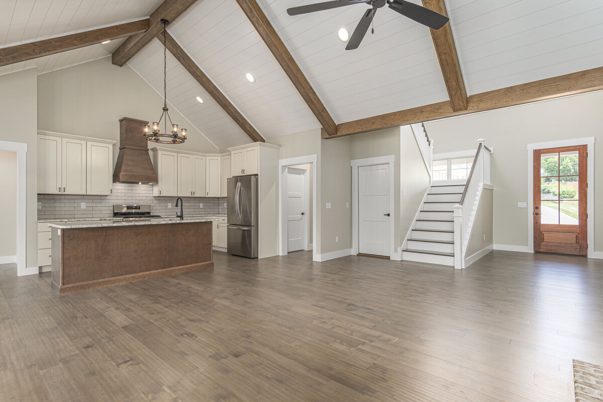 Large kitchen with wooden beems
