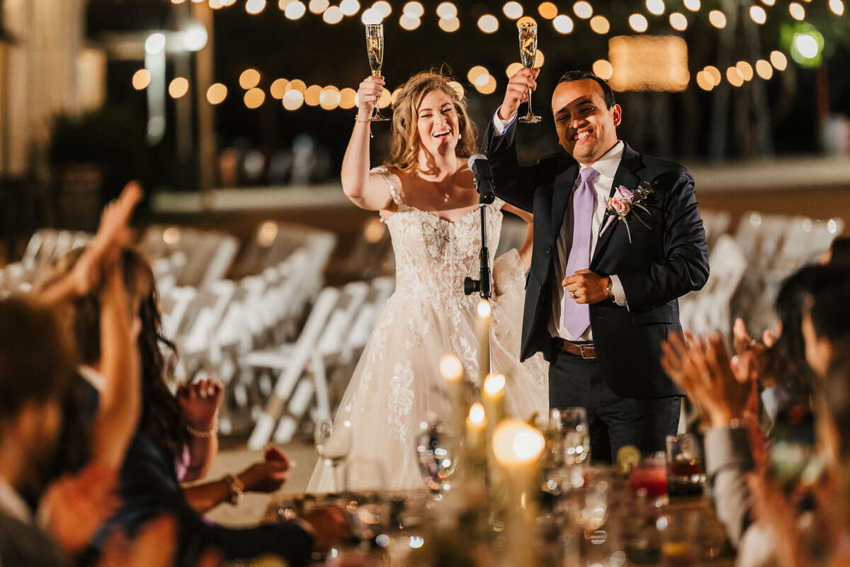 bride and groom toast at reception at star hill ranch