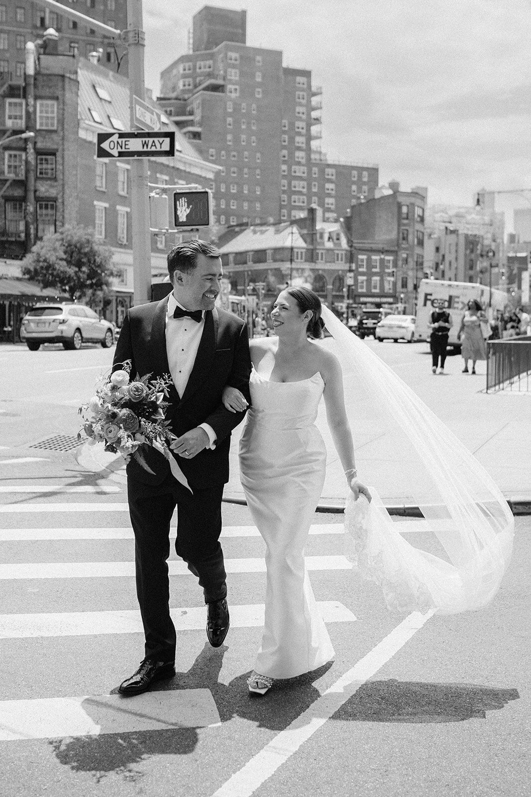 bride and groom in the west village