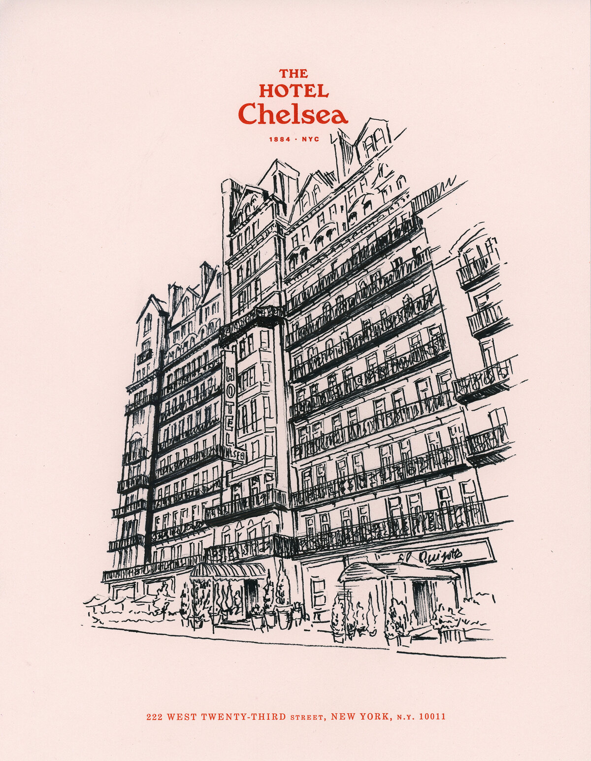 Hotel Chelsea Facade Drawing Stationery