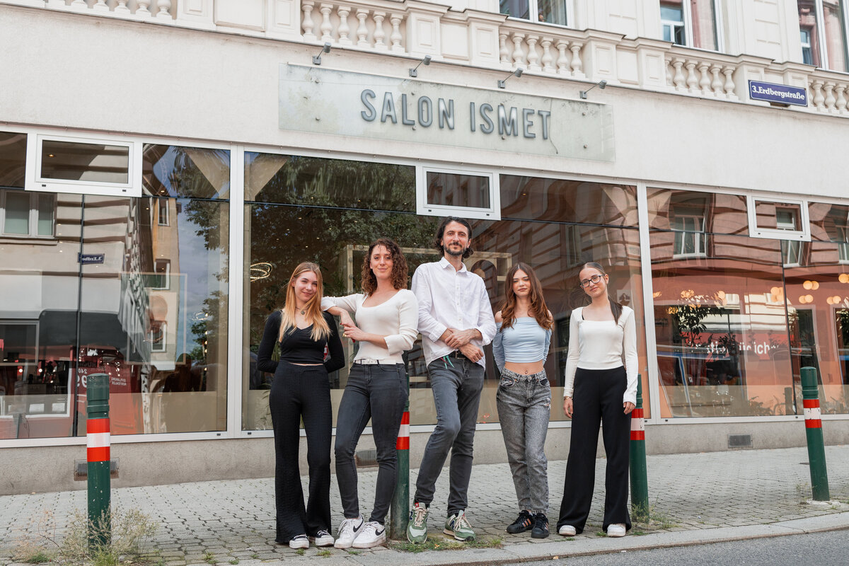 Salon Ismet team member team in front of the salon
