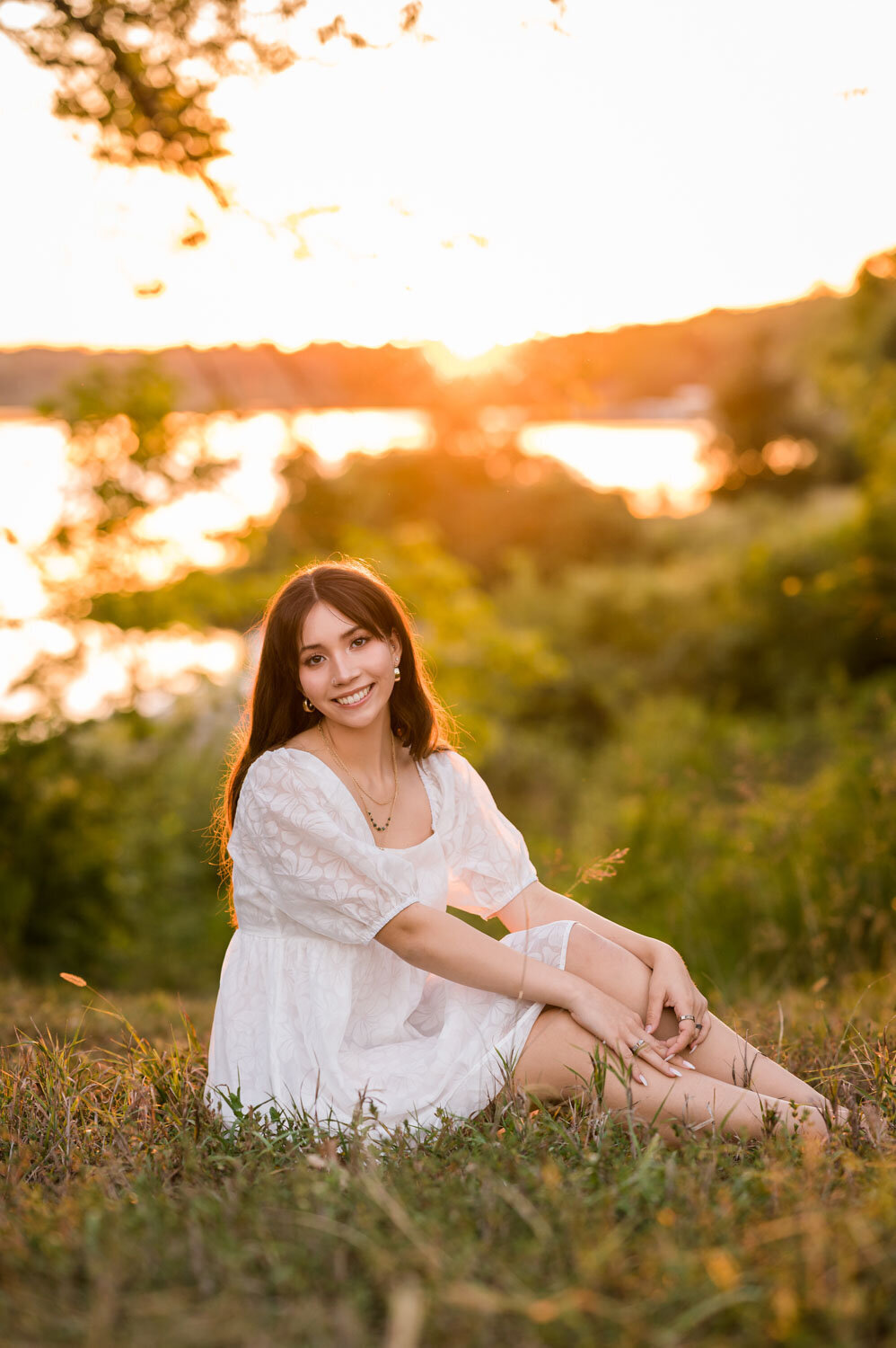 GIRL SITTING WITH SUNSET