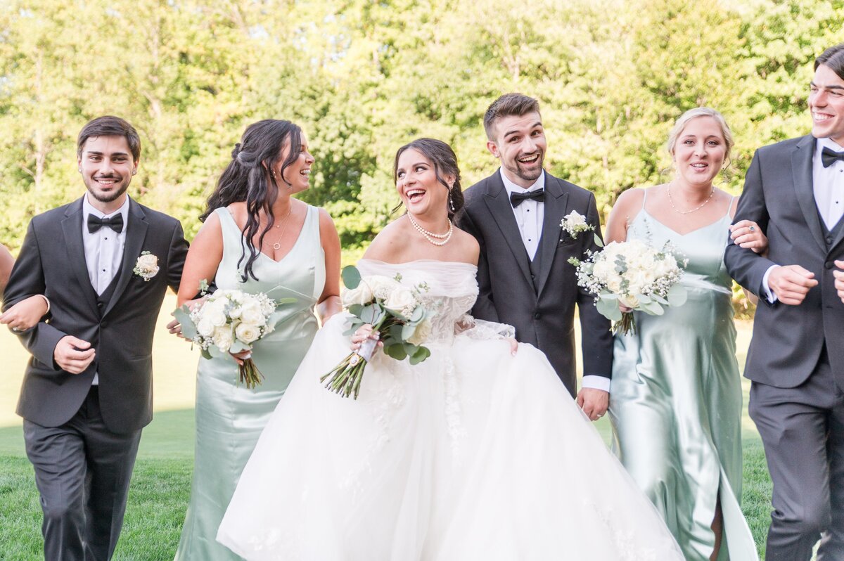 wedding party having fun on wedding