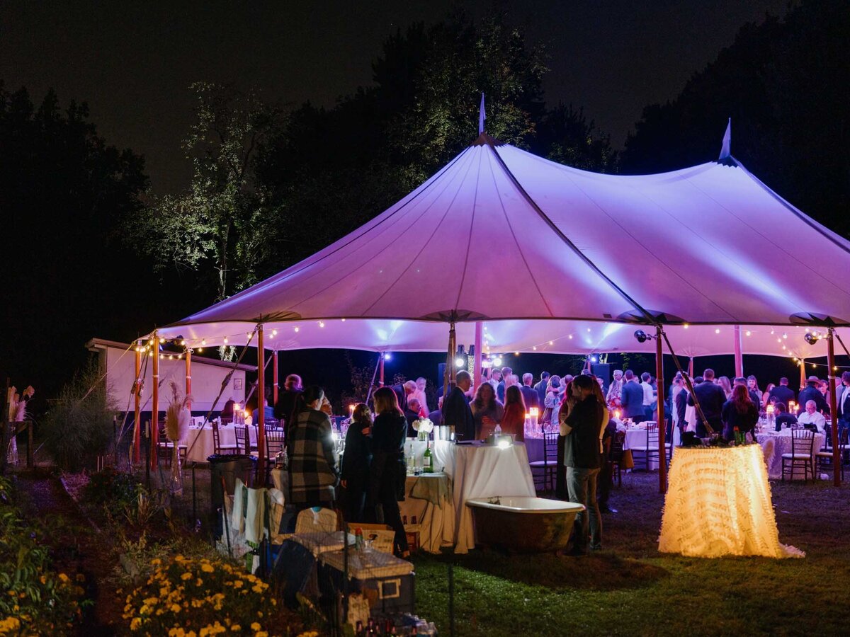 Elegant tented reception at private estate wedding