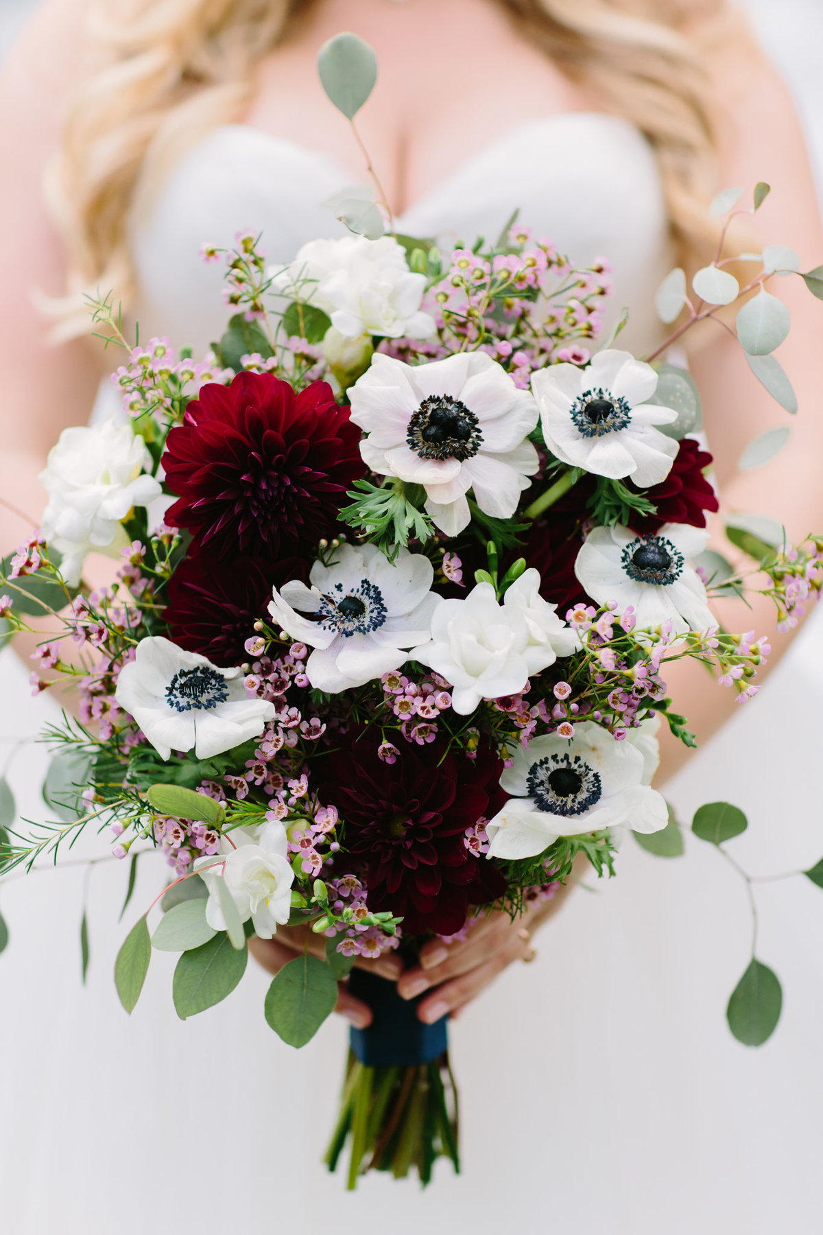 Bridal bouquet with fall tones and poppies