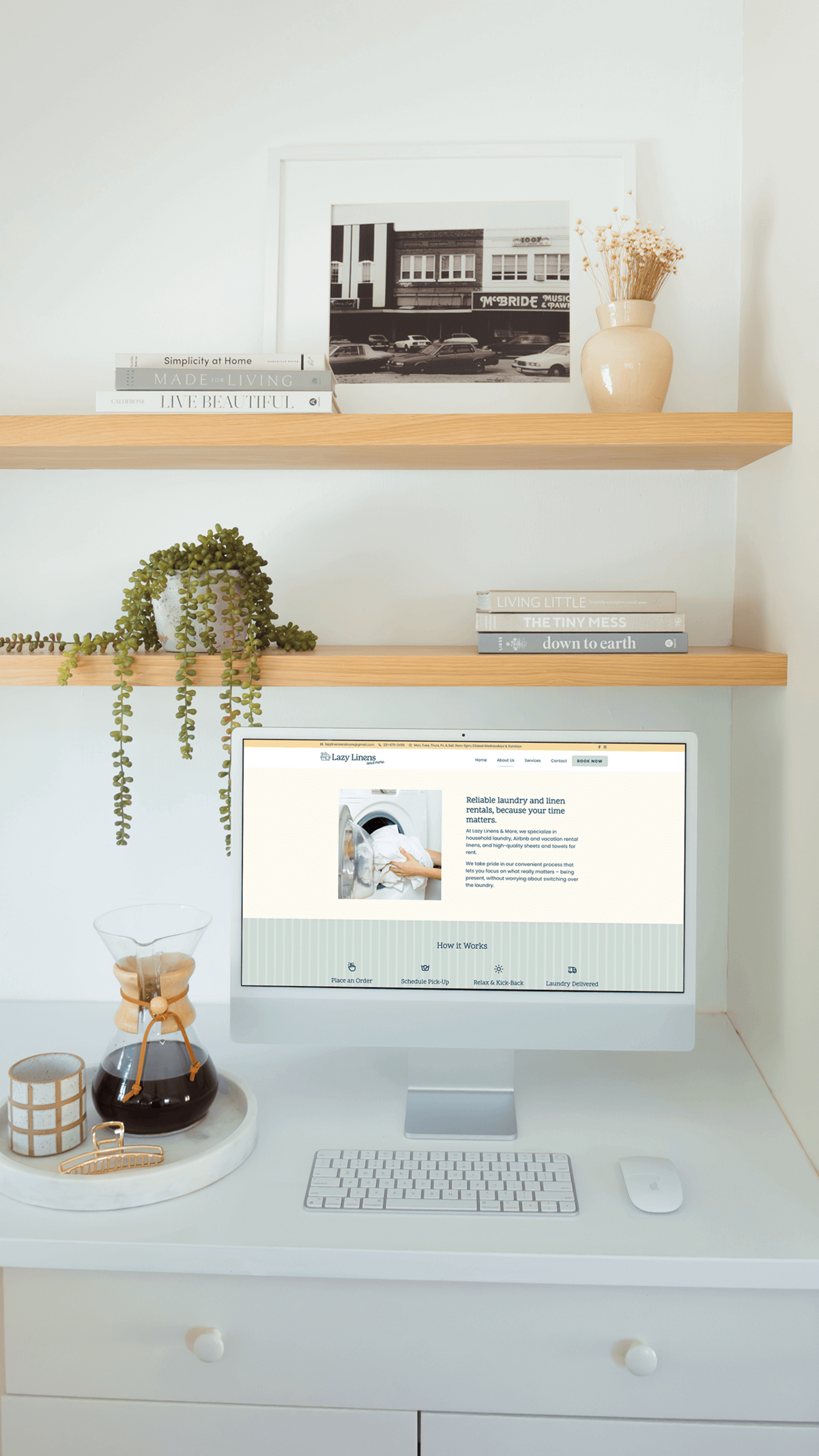 Soft, inviting website design with butter yellow accents and clean layout, ideal for warm, elevated service-based brands.