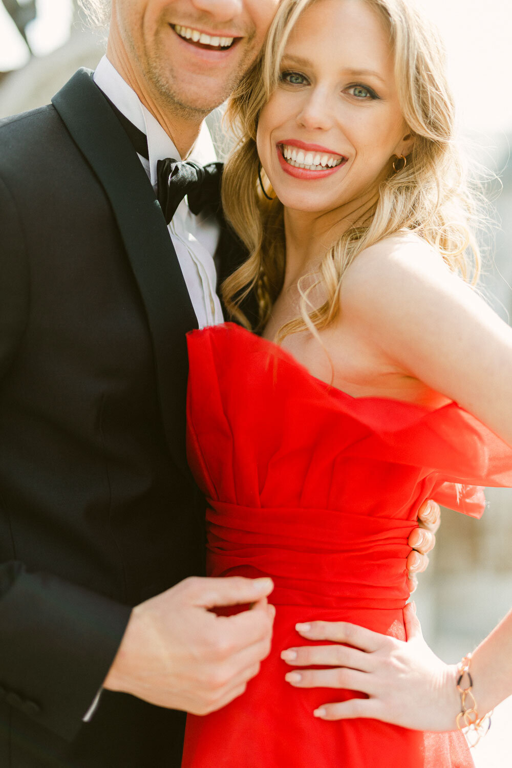 Smiling couple during their engagement shooting