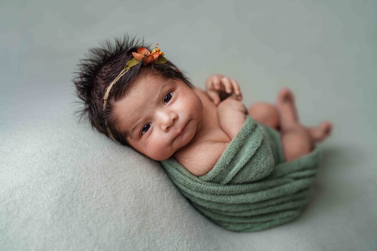 Puyallup Newborn Photographer Green Awake POC Baby Photo Lana Stewart Studios