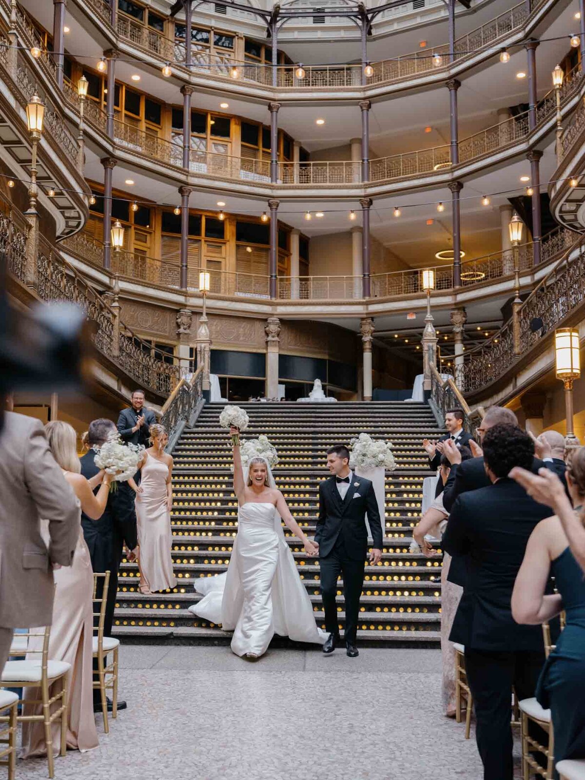 Wedding ceremony under glass ceiling at The Arcade Cleveland