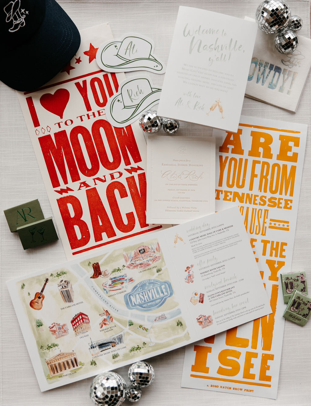 Hatch showprint Nashville inspired welcome party invitation
