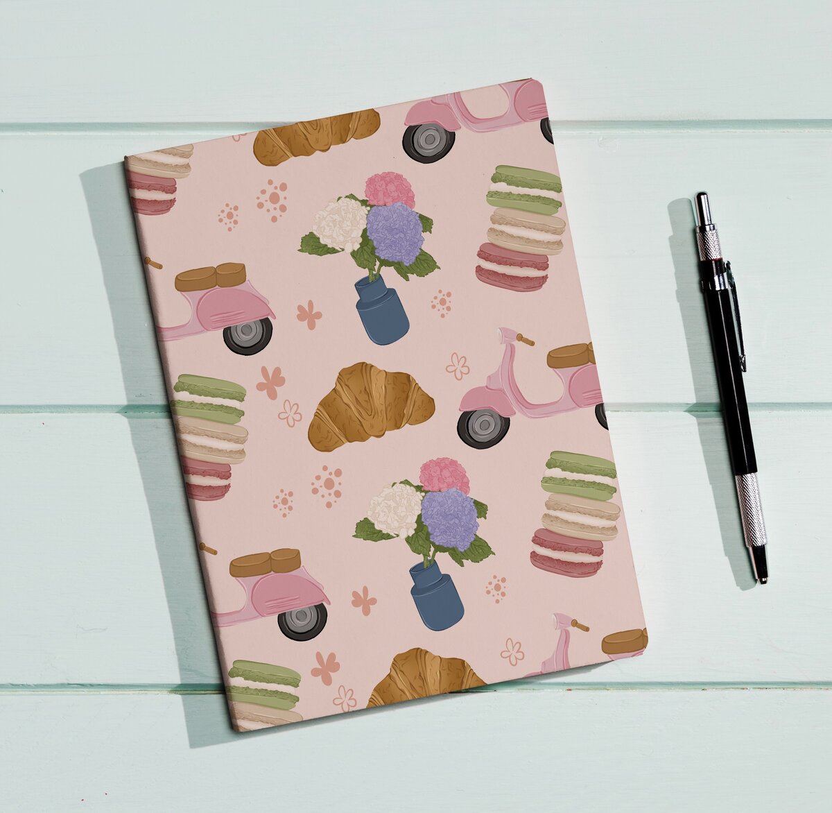 pink-cover-notepad-with-pen 2