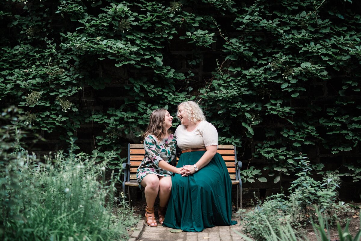 Two brides to be in a park in Bethlehem PA