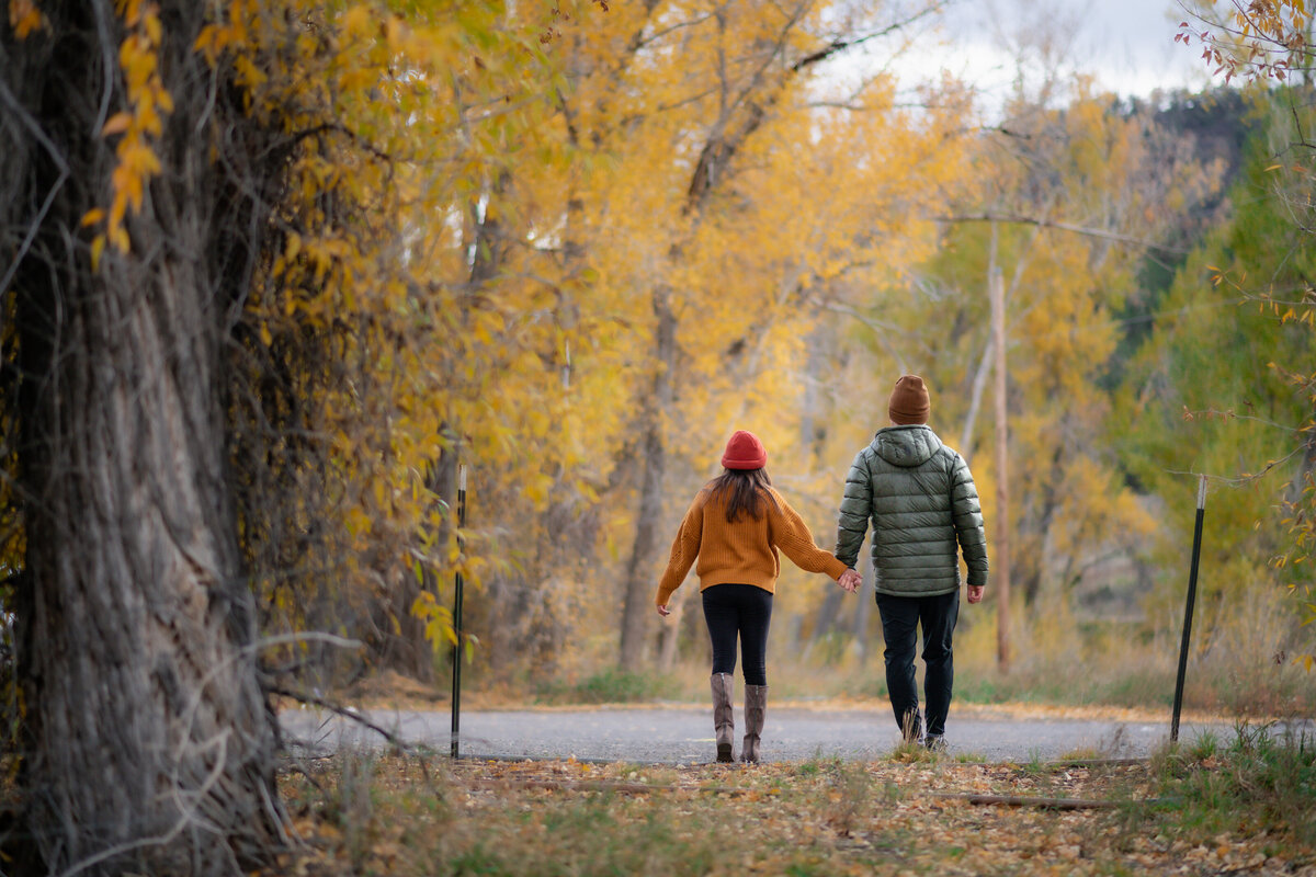 Colorado elopement with Asian couple fall foliage yellow leaves color.