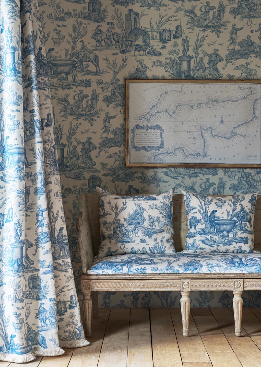 TOILE BAPTISTE Ciel Curtain, Cushions and Wallpaper - Lewis and Wood