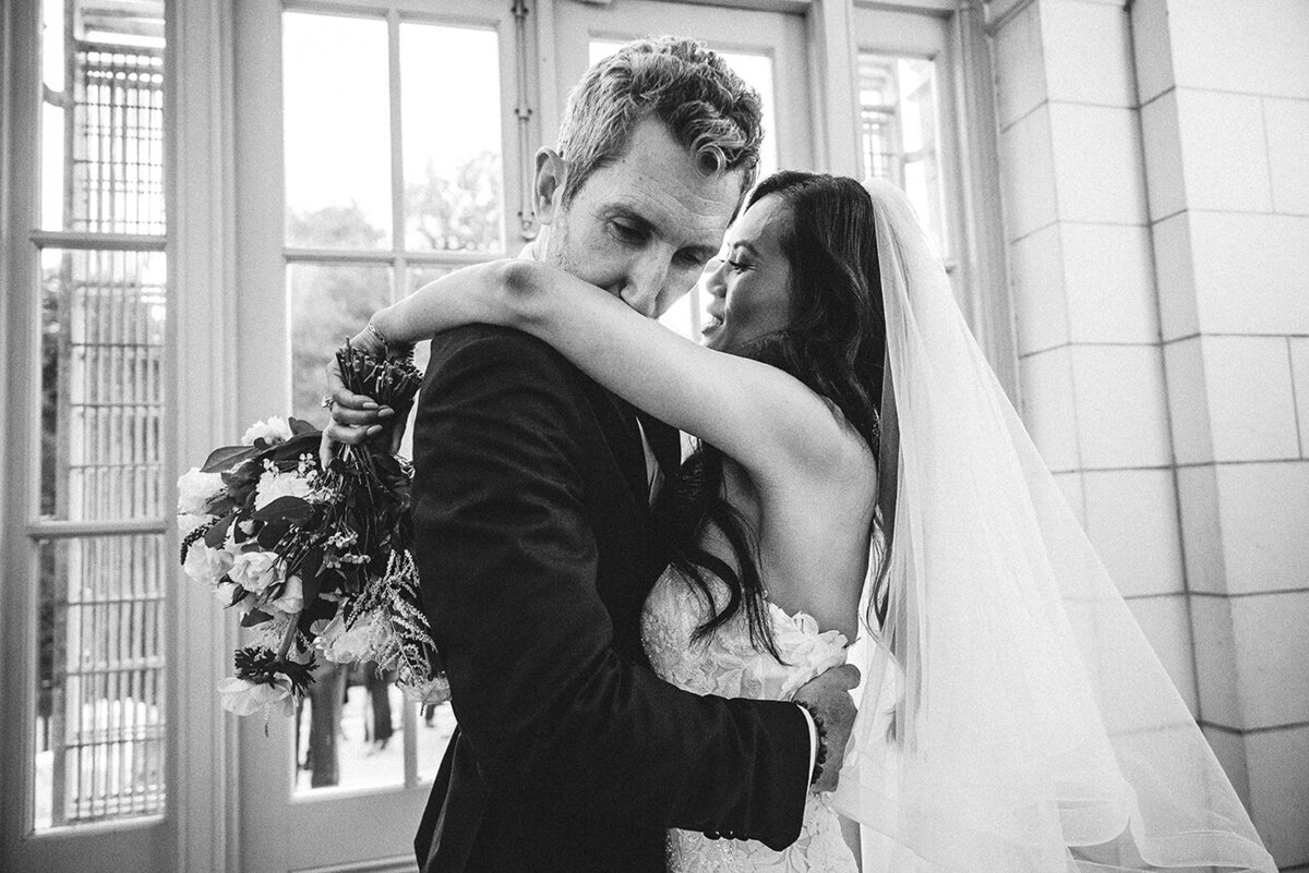 Mira Park Photography NY based wedding photographer Black and white wedding portrait at Purslane at the Boathouse in Prospect Park in Brooklyn, NY