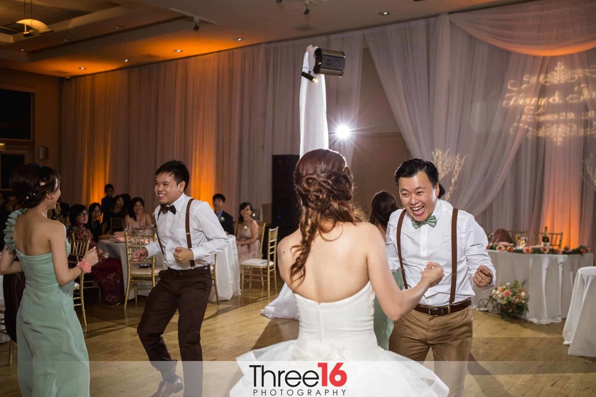 Newly married couple dance during their wedding reception