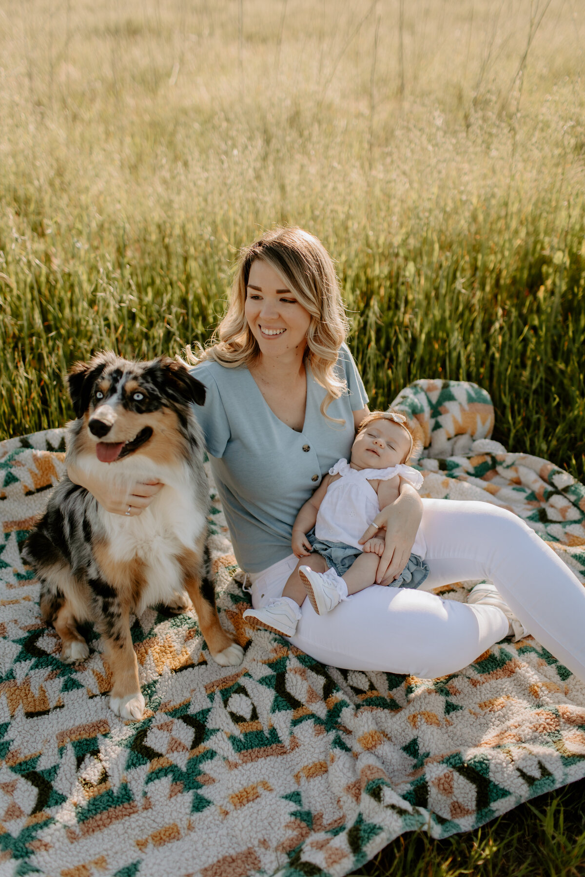family photo session with dog and family