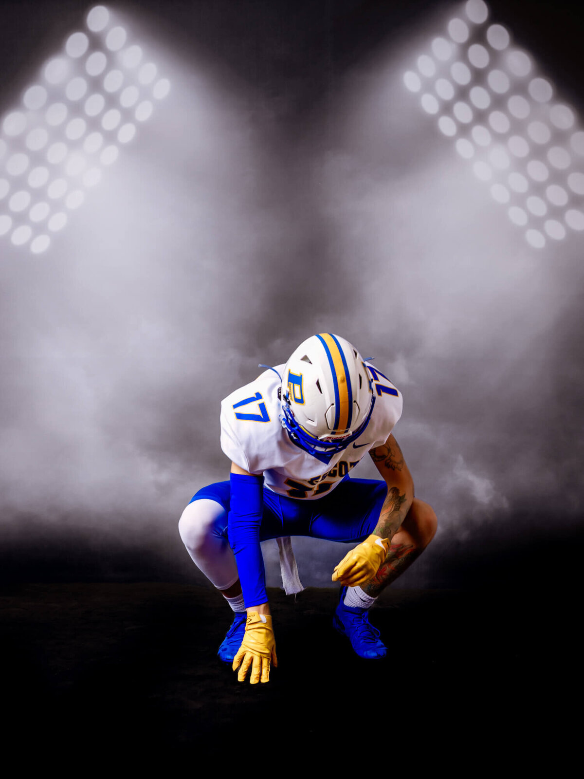 Sports portrait of Prescott High School football player by Prescott kids photographer Melissa Byrne