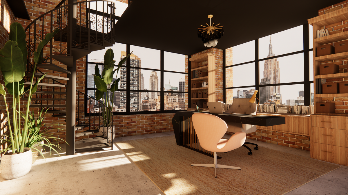 home office art deco glam industrial design