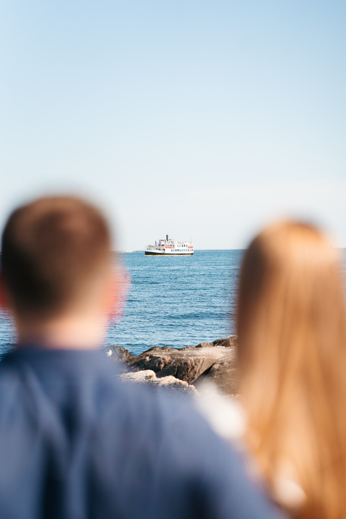 Great Island Common engagement session in New Castle with shoreline views