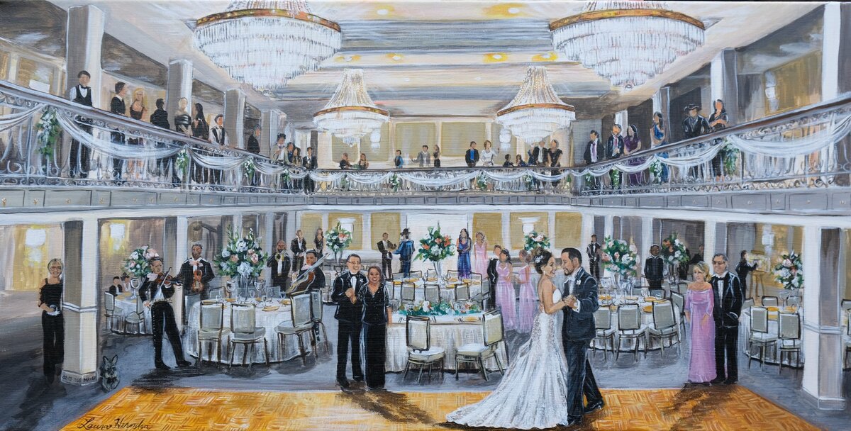 st anthony hotel anacacho ballroom live wedding painting by Laura Herndon