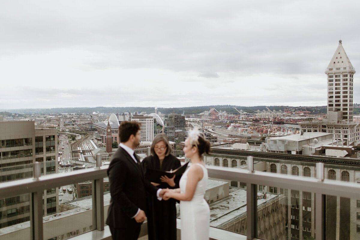A Seattle rooftop elopement captured by Fort Worth wedding photographer, Megan Christine Studio