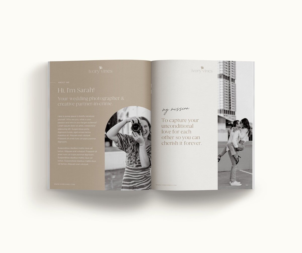 Neutral pricing guide template for photographers Ivory Vines  4