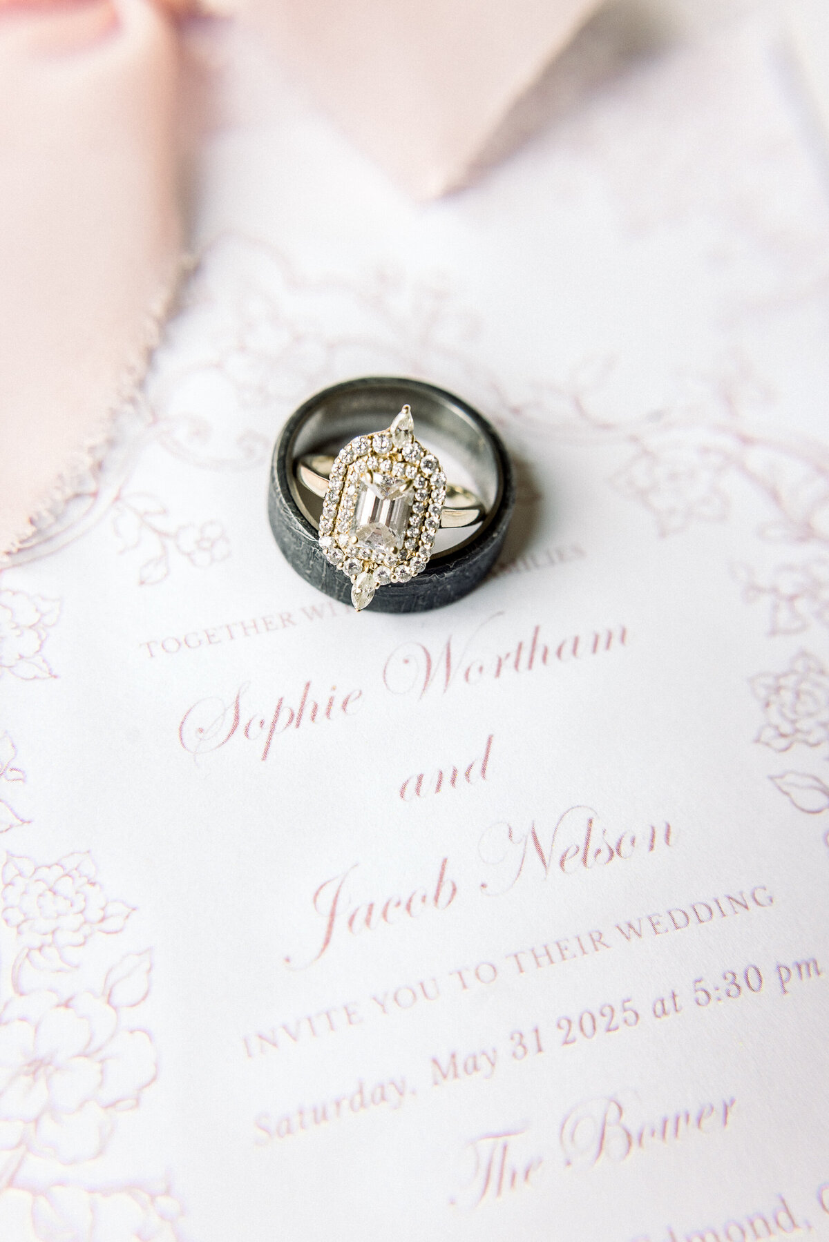 wedding invitation and ring details