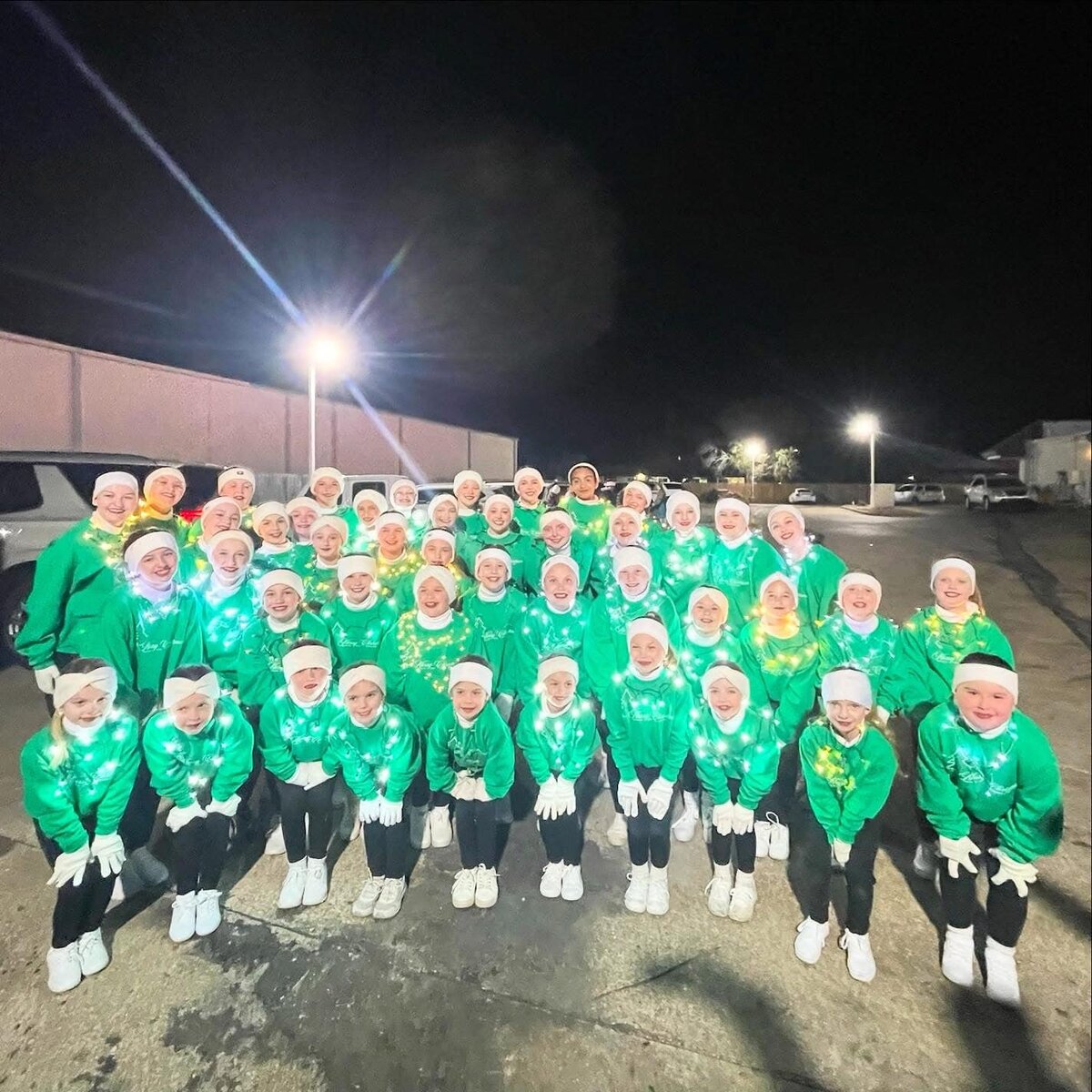 Company group picture before performing in the christmas parade