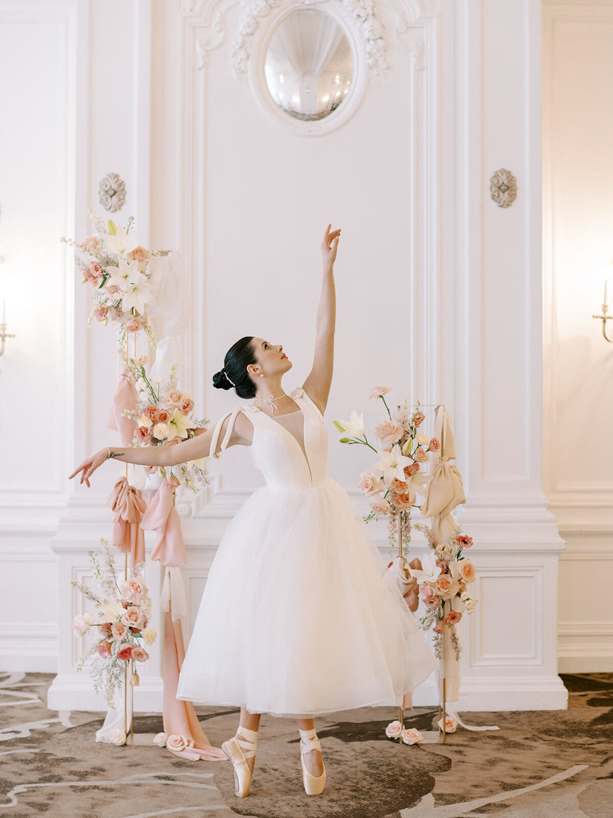Ballerina inspired bridal shoot at Fairmont Palliser, captured by Justine Milton