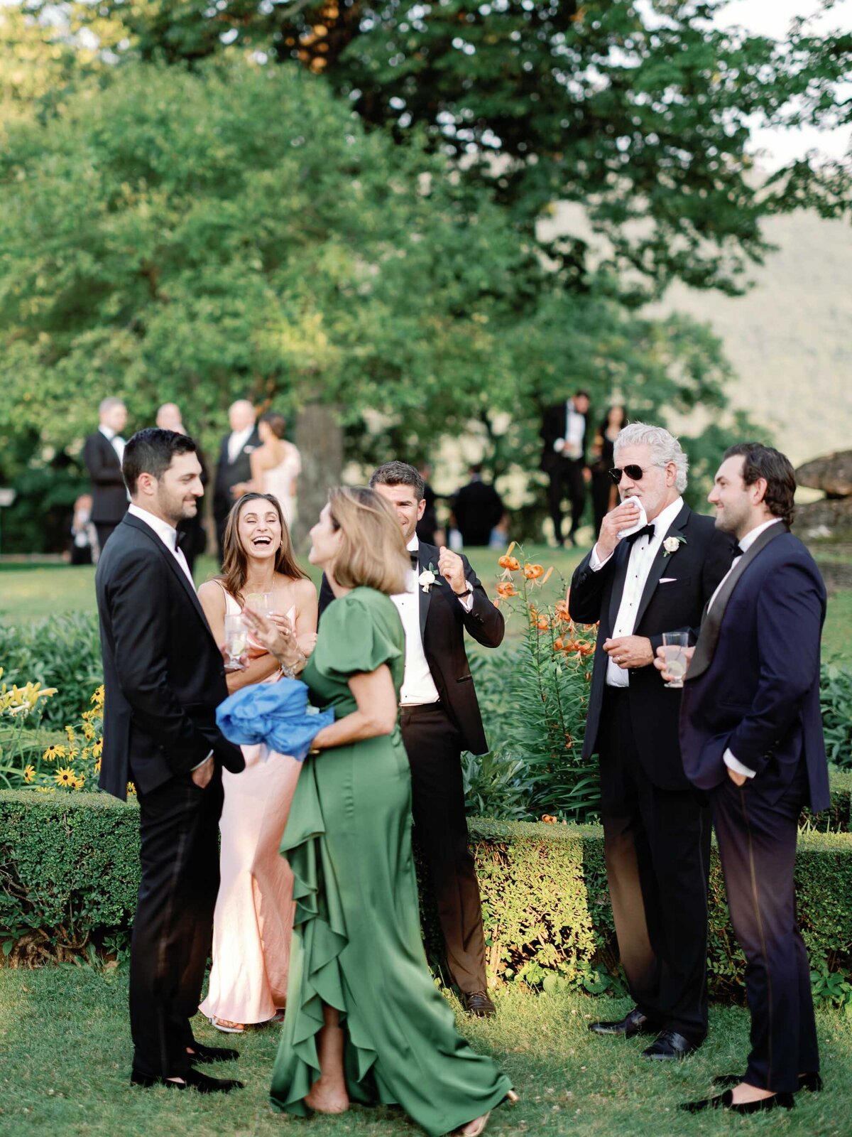cocktail hour at  hildene wedding in manchster, vt ceremony