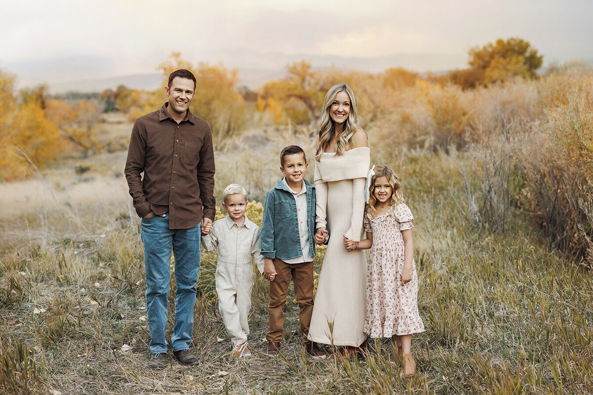Family in a fall field in northern colorado