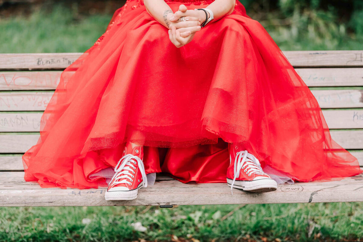 Grad girl showing off her shoes. 