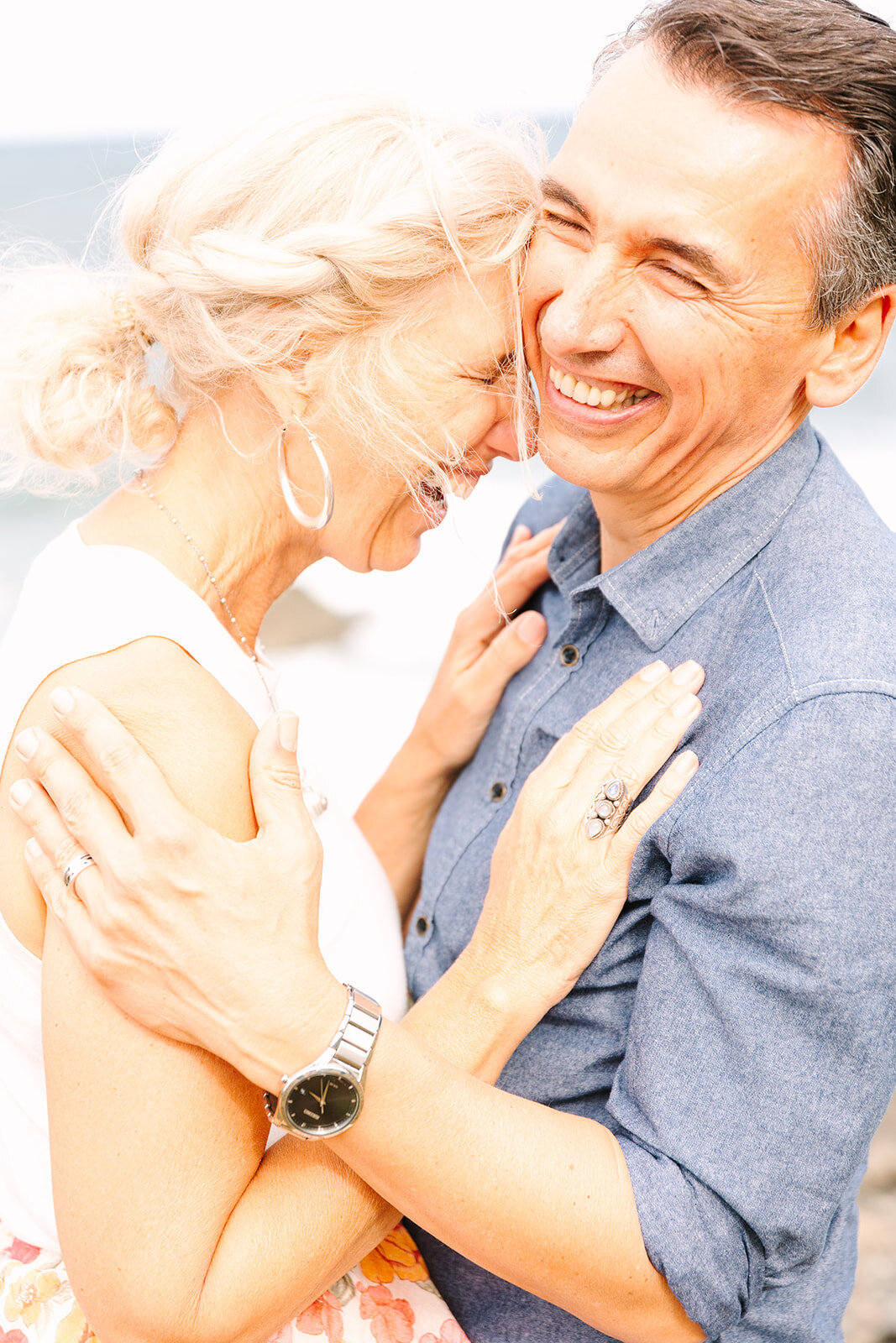 woman laughing with husband