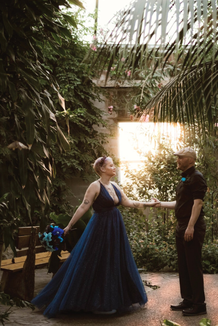 beautiful-bride-in-blue-tulle-dress-butterfly-vibes