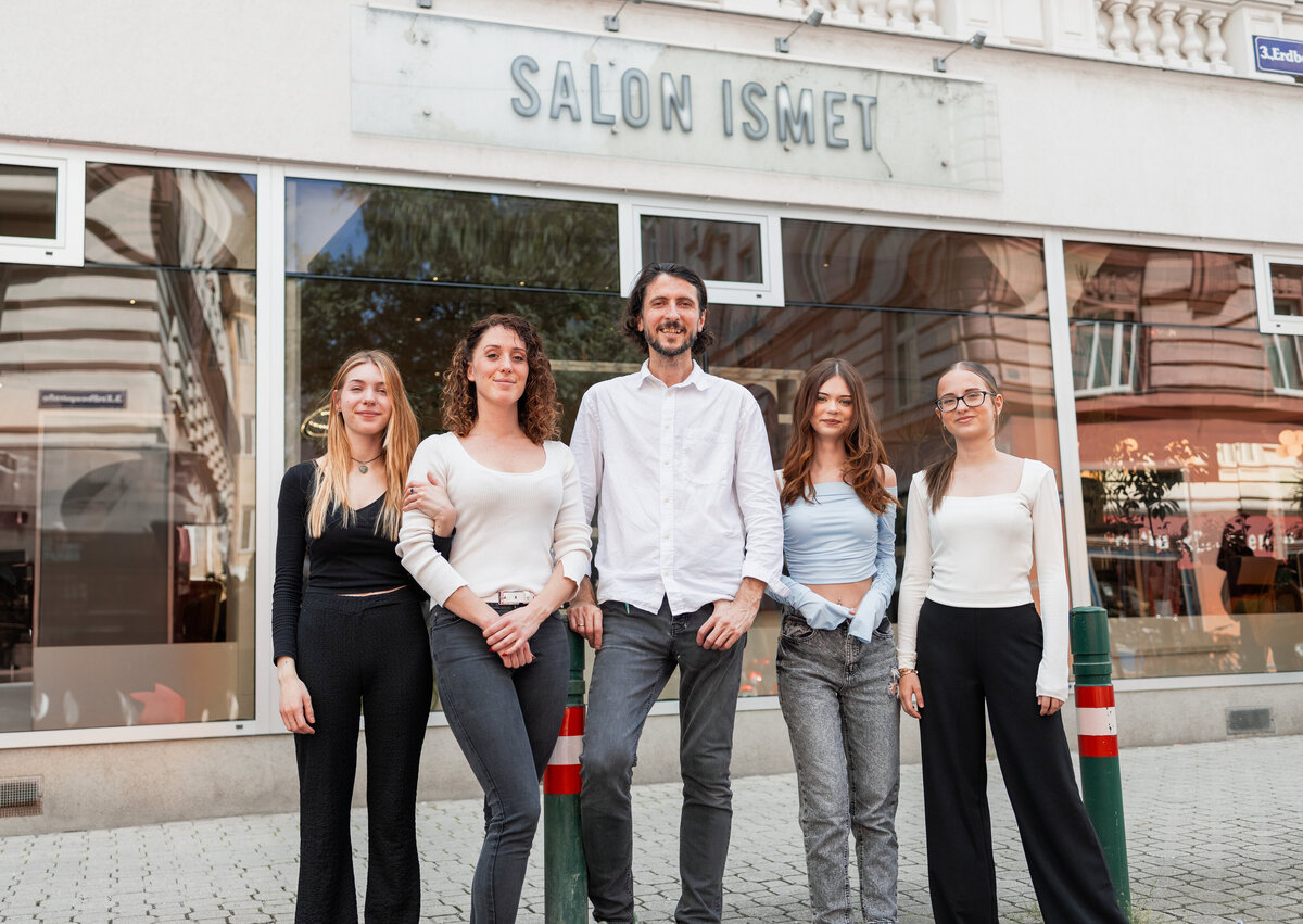 Salon Ismet team in front of the salon