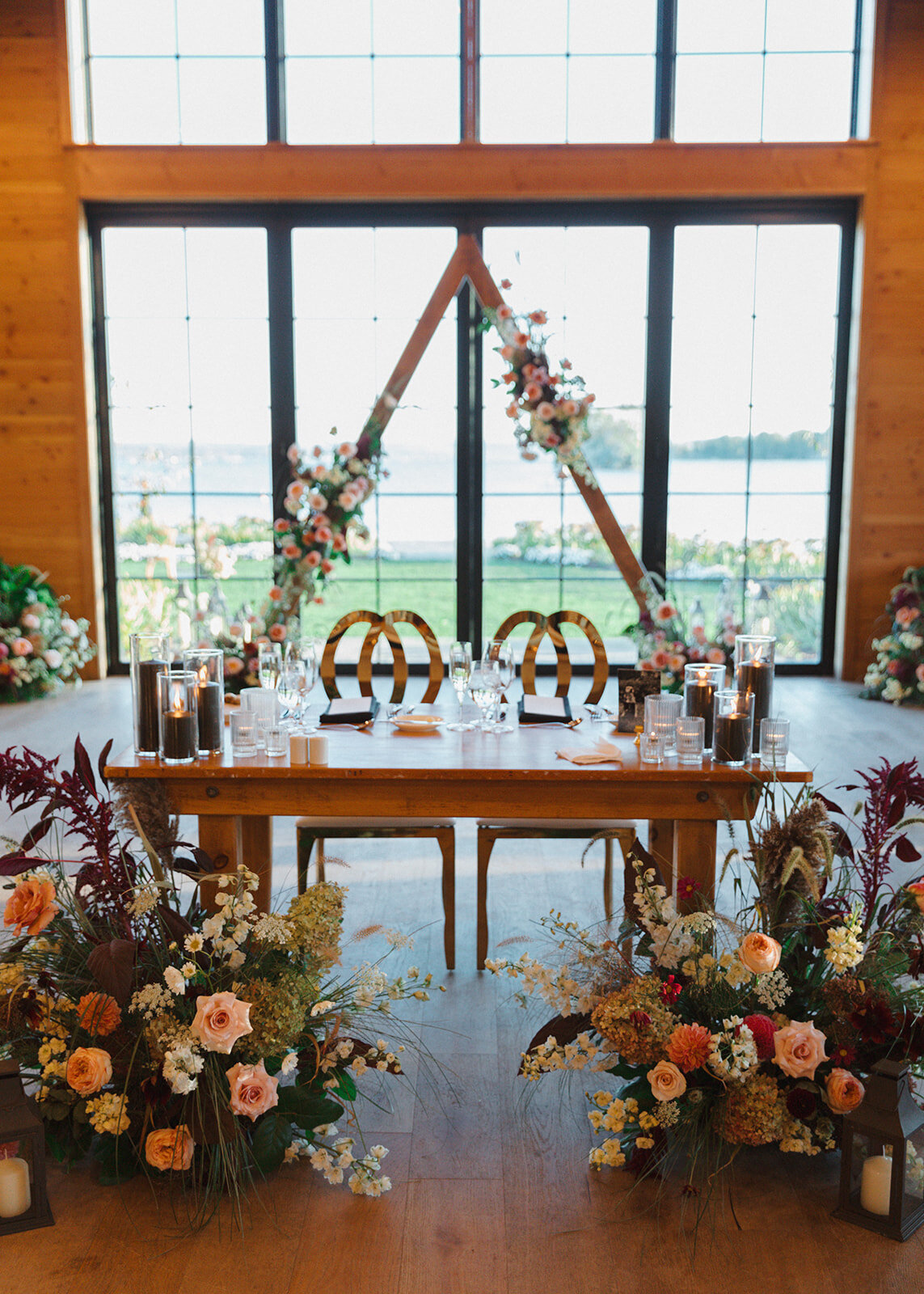Sweetheart table for the bride and groom at The Lake House on Canandaigua
