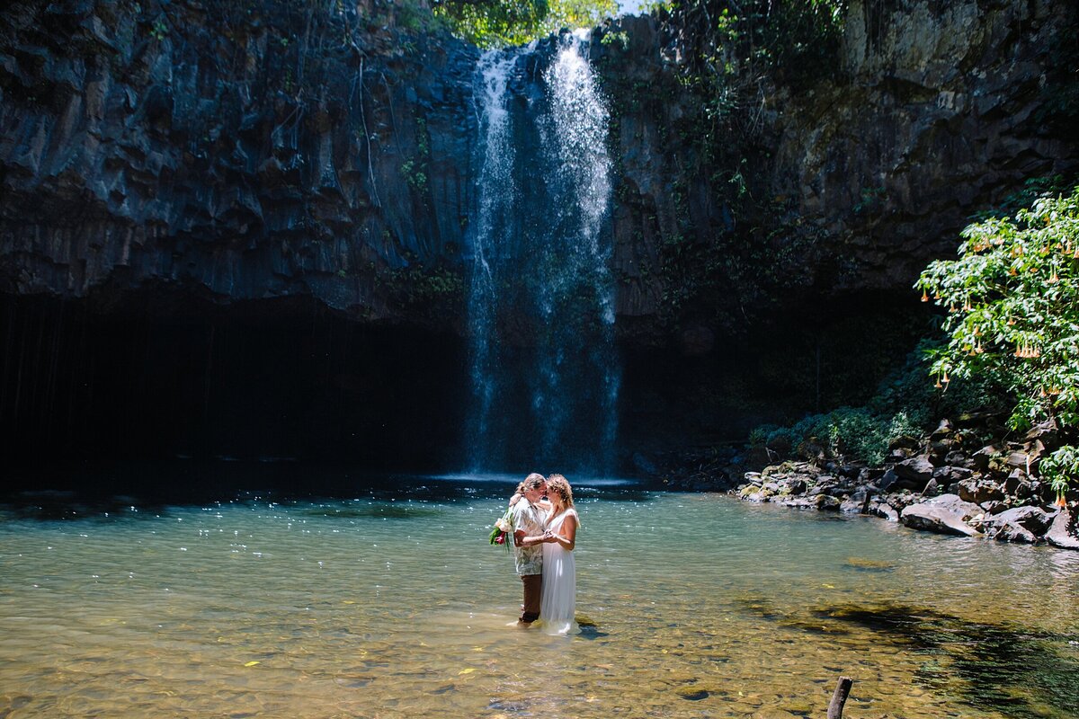 Hawaii waterfall elopement