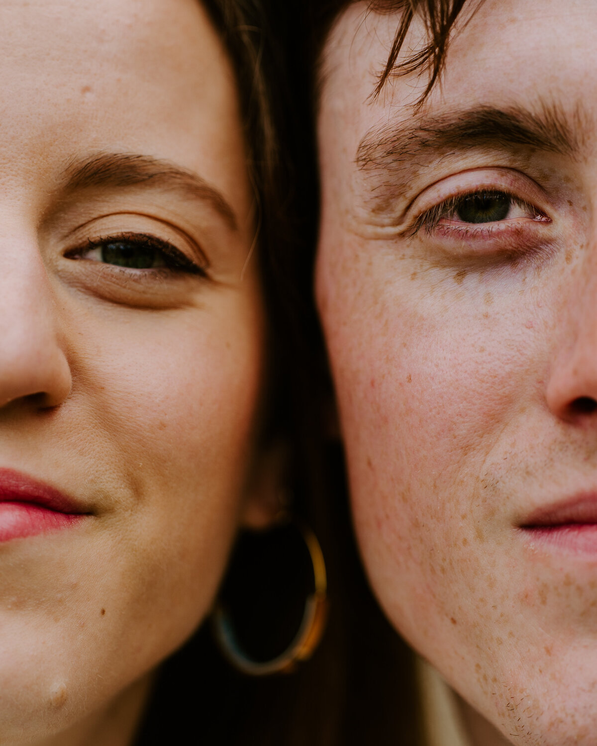 Close-up portrait of couple’s faces