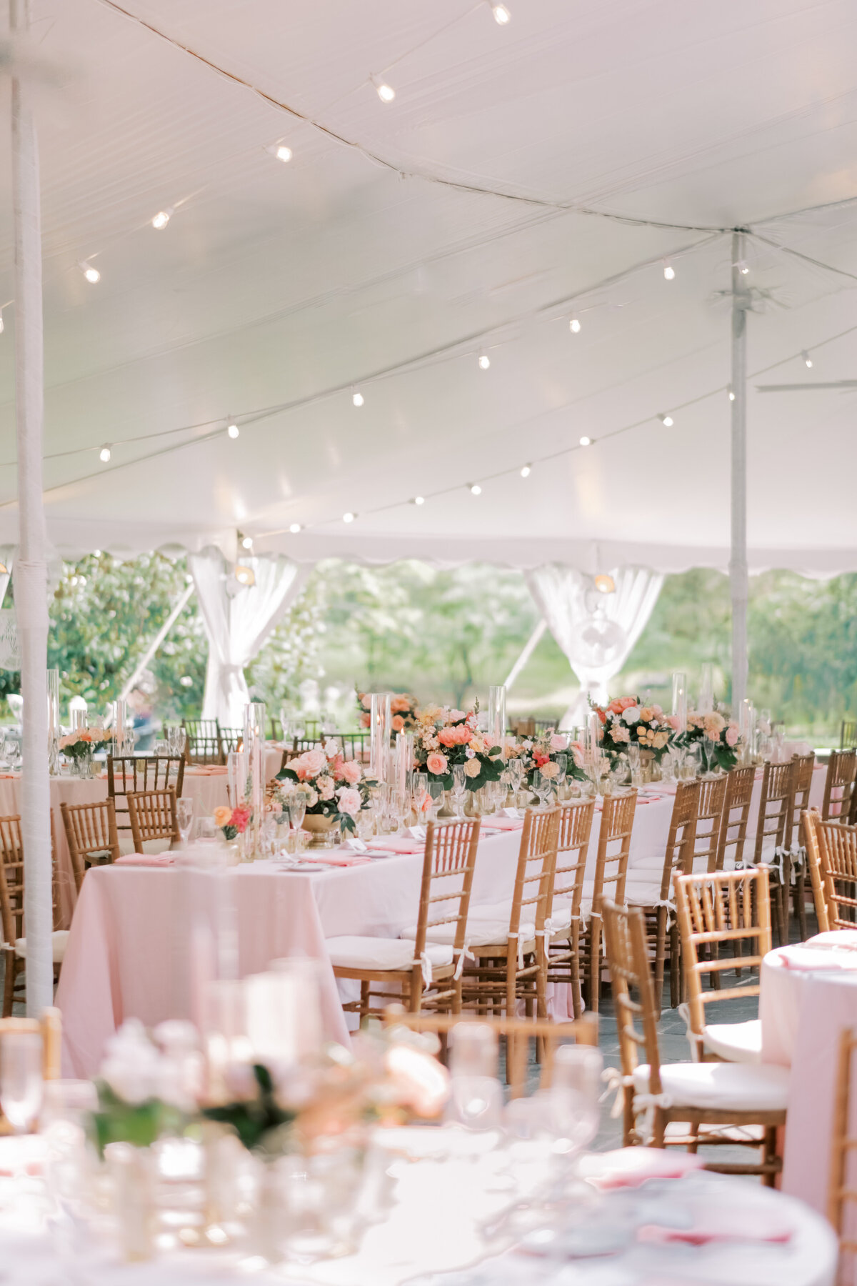 Wedding reception decor at Appleford Estate in Villanova, Pennsylvania