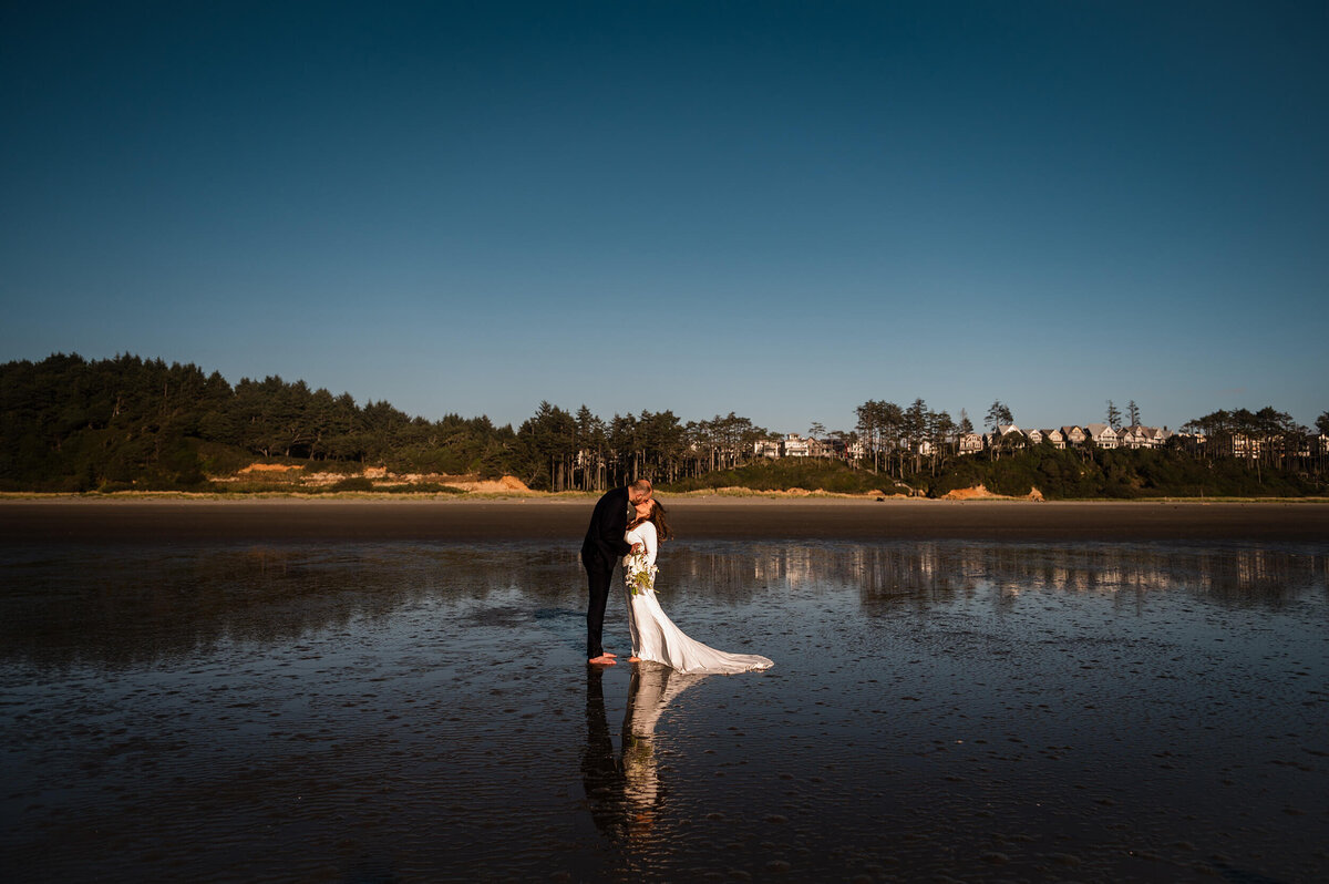 Bride and Groom at Seabrook, Washington State Wedding