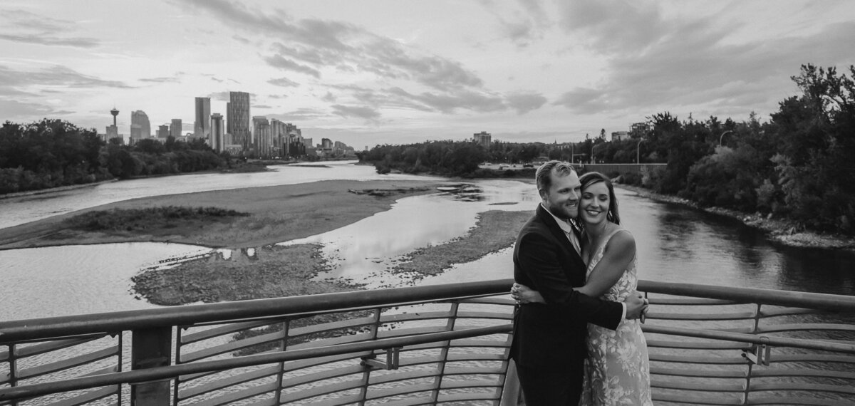 Calgary-wedding-photography-over-Bow-River-on-bride-3